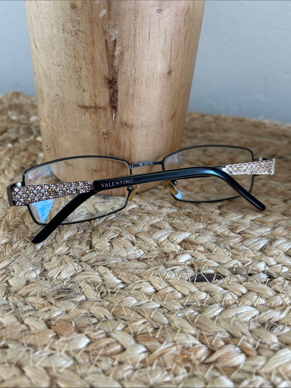 Valentino Black Frames with Crystal-Embellished Temples